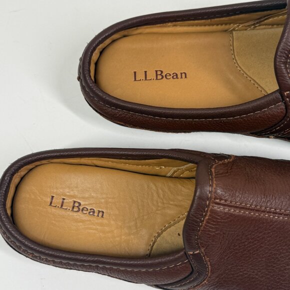 L.L. Bean Men’s Elkhide Leather Slippers Brown Slip On House Shoes Size 10M - Picture 8 of 9